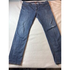 ALBERTO Mens Blue Denim Jeans Distressed Straight Leg Casual Pants Size 40x34